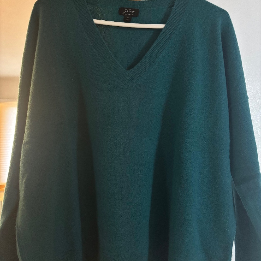 J.Crew 100% Cashmere V-Neck Sweater – Emerald Green – Size Medium